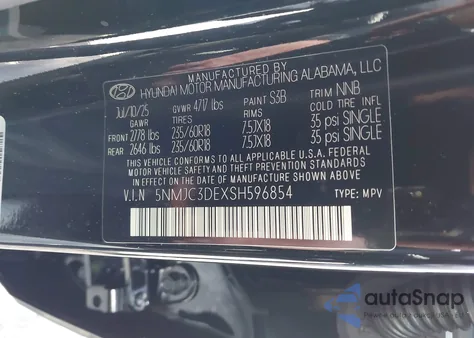 2025 Hyundai Tucson Sel Convenience из США, поврежденный, VIN 5NMJC3DEXSH596854